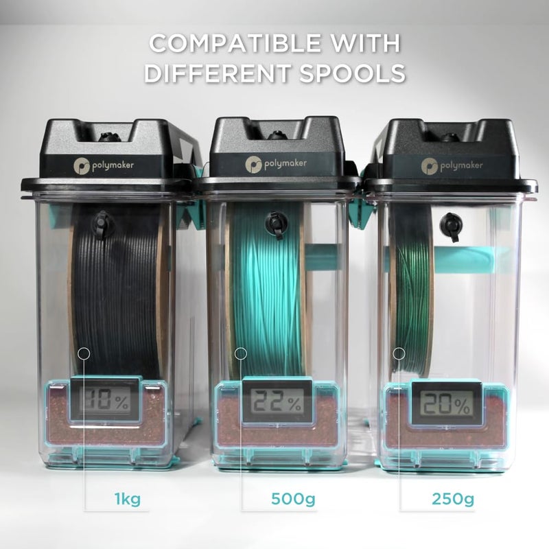 polymaker صندوق تخزين خيوط الطباعة ثلاثية الأبعاد - صندوق بوليدراير للتغليف والحماية المستمرة للخيوط، حامل خيوط الطابعة ثلاثية الأبعاد متوافق مع PA نايلون، PLA، PVB، PETG، ABS، TPU 1.75 مم 2.85 مم - Image 3